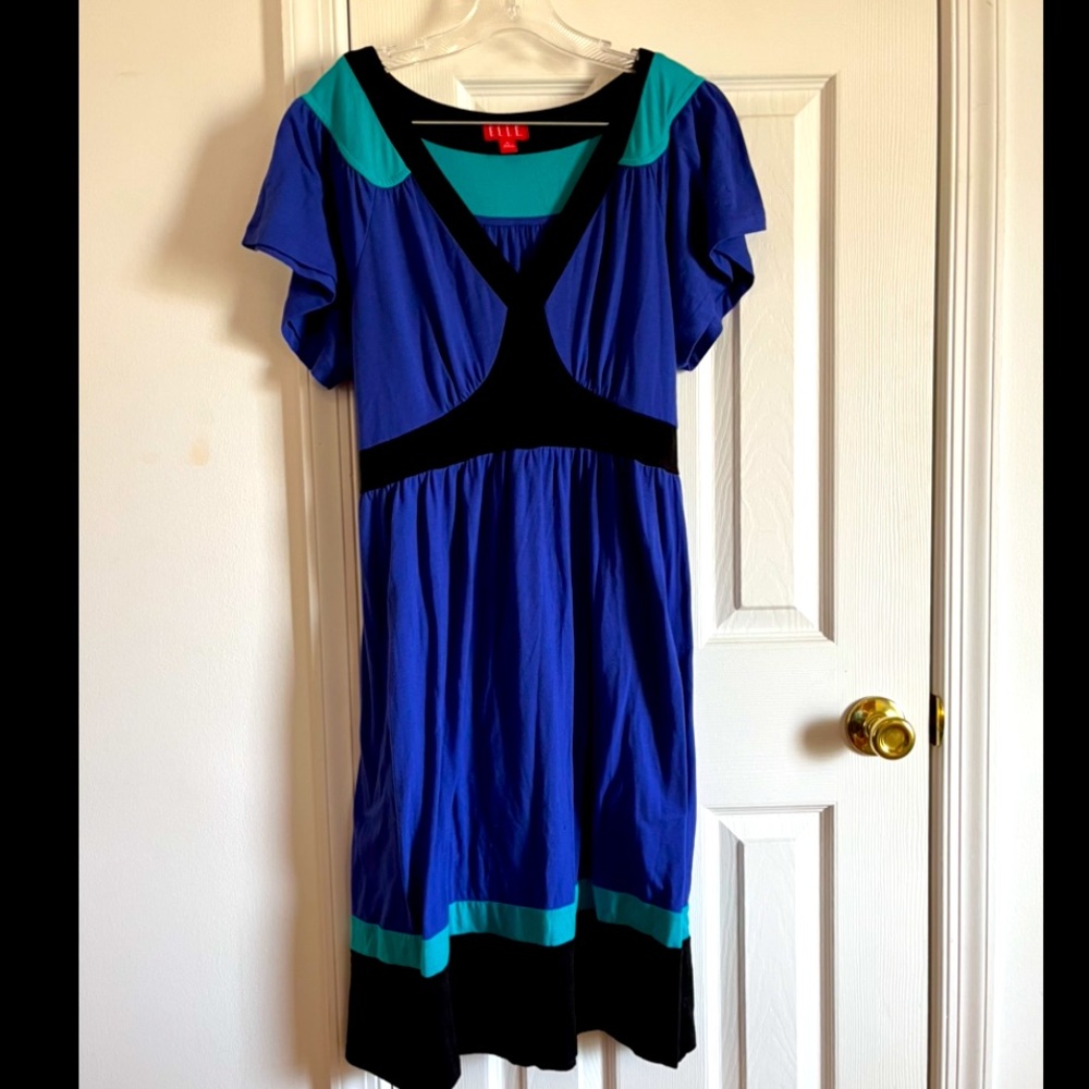Elle Blue, Black, and Teal Dress